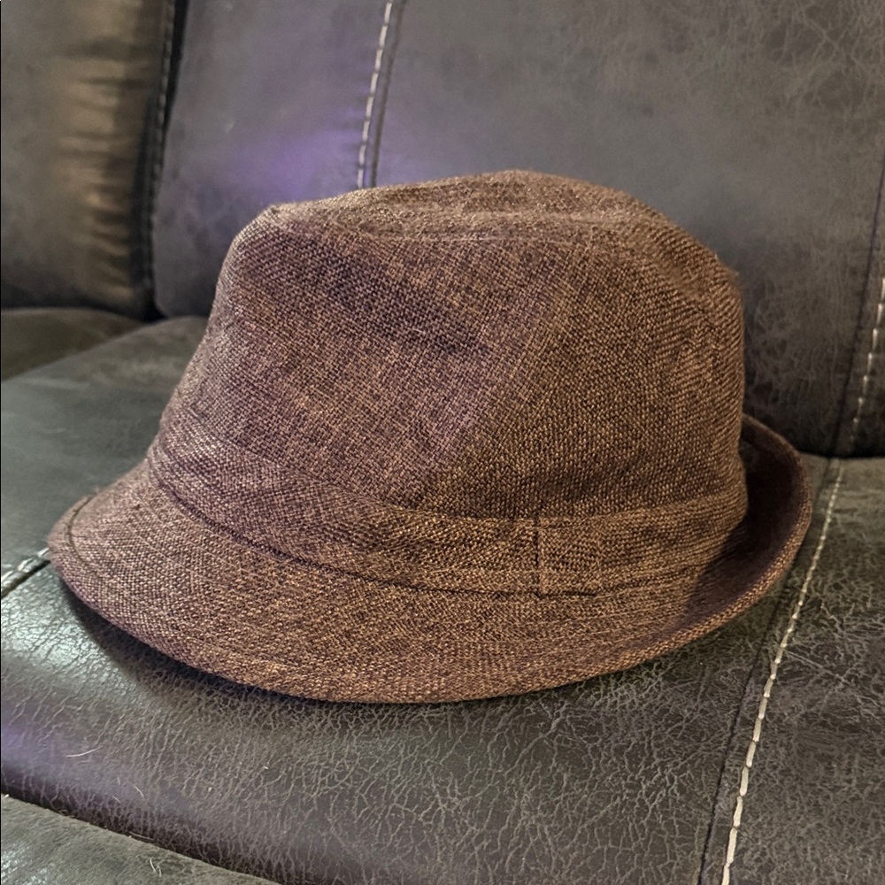 JHats Brown C- Crown Summer Trilby Fedora Hat sz 59cm